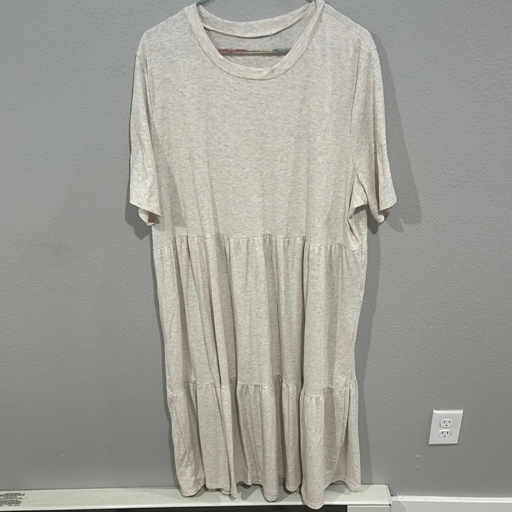 Casual Cream Short Sleeve Dress